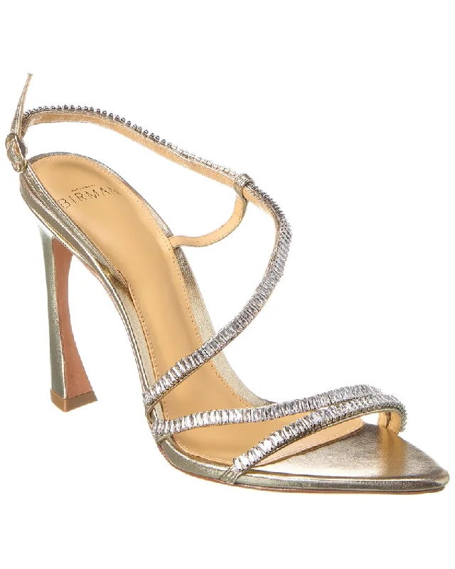 Comfortable Flats Alexandre Birman Alana Zircone 100 Leather Sandal Gold