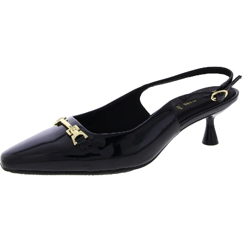 Holiday Glam Anne Klein Womens Tilan Patent Slingback Block Heels