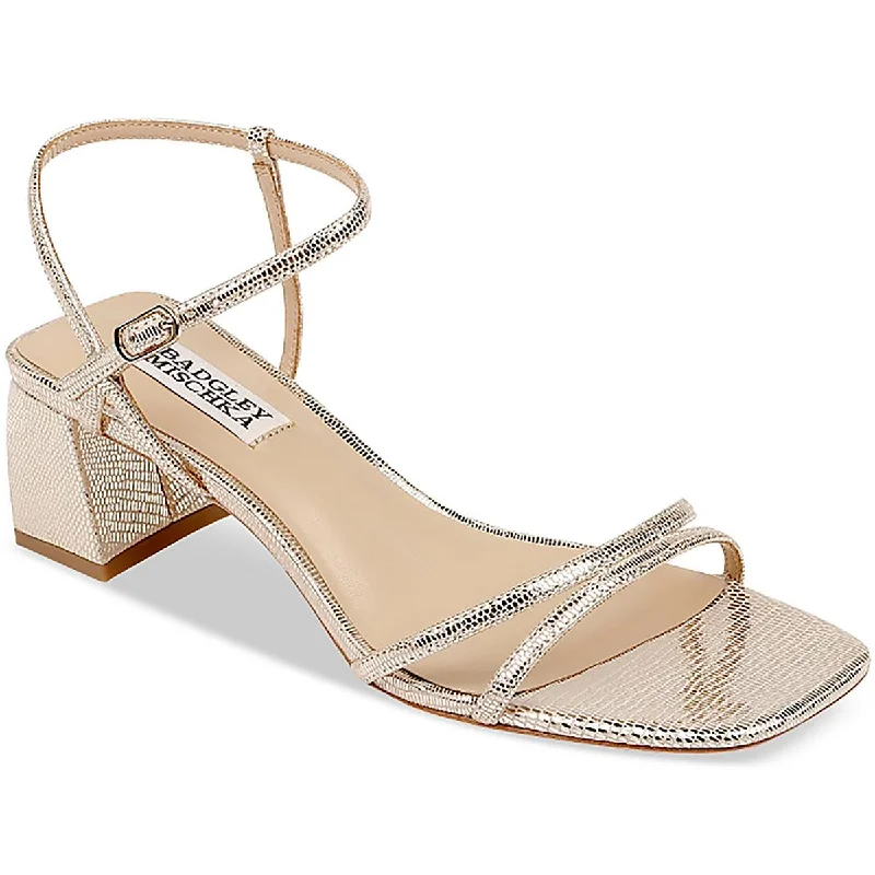 Limited Time Offers Badgley Mischka Womens Carlota Leather Ankle Strap Block Heels