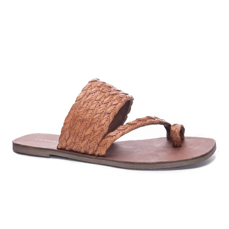 Chic Style Brunch Rayva Woven Sandal In Cognac