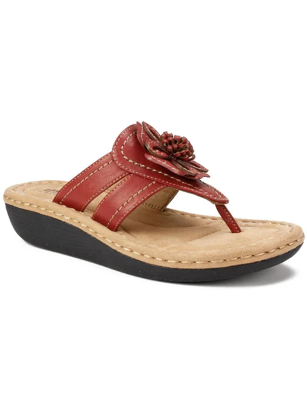 Versatile Fashion Shoes Carnation Womens Faux Leather Slide On Thong Sandals