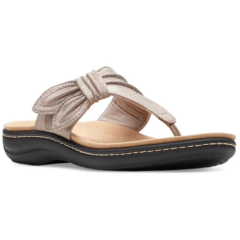 Special Offer For You Clarks Womens LAURIEANN RA Faux Leather Thong Sandals Flatform Sandals