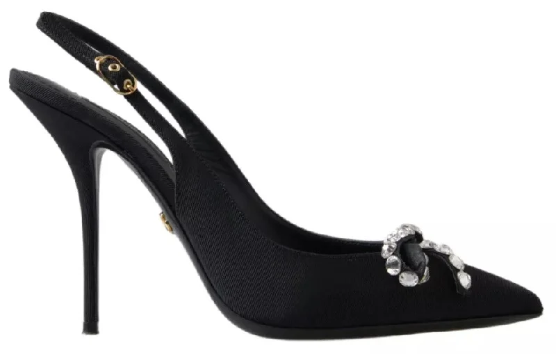 Sleek Versatile Footwear Dolce & Gabbana  Crystal Embellished Slingback Heel Women's Shoes (Pre-Owned)