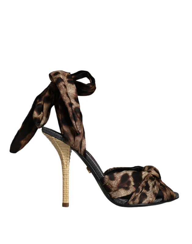 Modern Running-Style Shoes Dolce & Gabbana  Leopard Keira Heels Sandals Women's Shoes