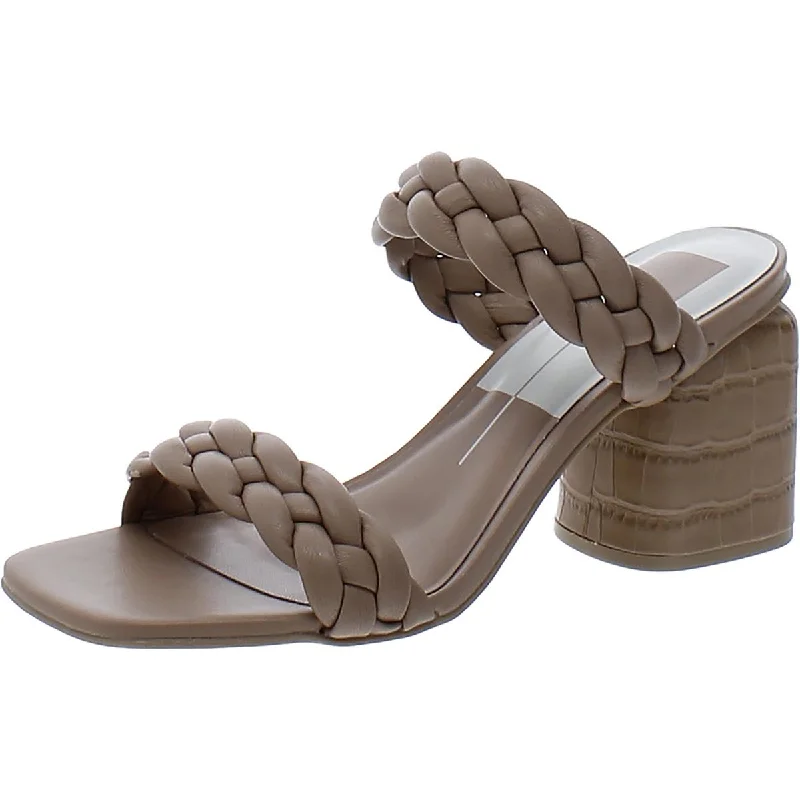 Comfortable Stretchy Shoes Dolce Vita Womens Nasha Woven Faux Leather Square Toe Block Heel