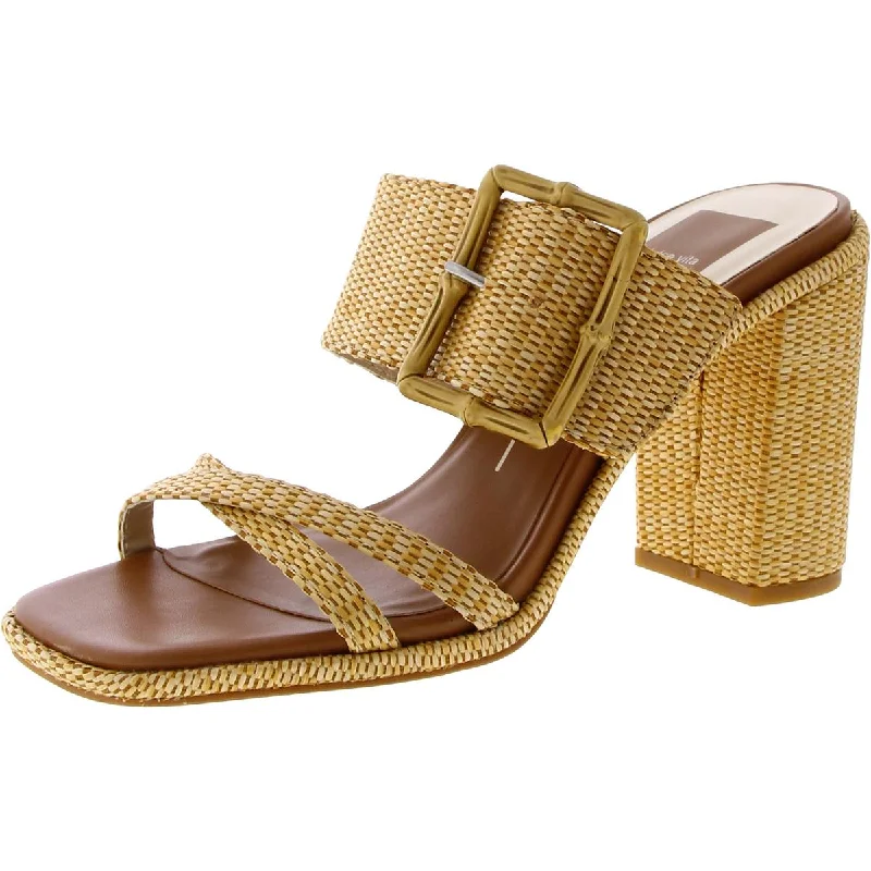 Comfortable Travel Shoes Dolce Vita Womens Onnie Raffia Square Toe Block Heel