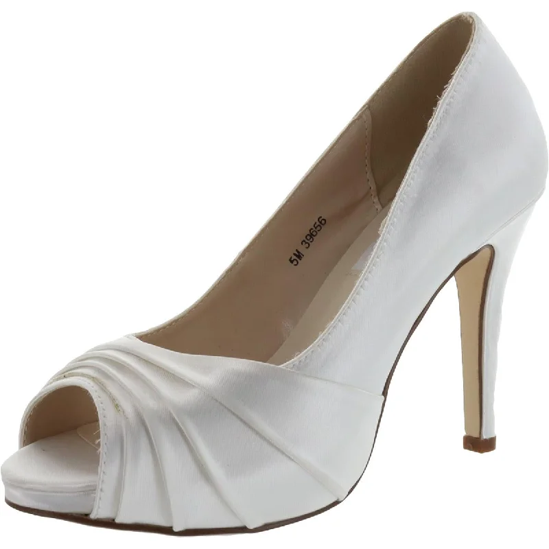 Style Redefined Dyeables Womens Bea Satin Pumps Peep-Toe Heels