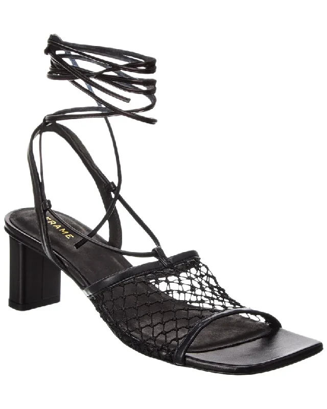 Limited Time Offer FRAME Denim Le Adelaide Crochet & Leather Lace-Up Sandal