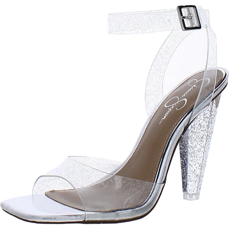 Vintage-Inspired Shoes Deal Jessica Simpson Womens Franie Glitter Ankle Strap Block Heels