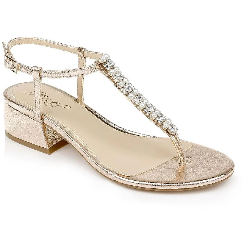 High-Quality Women's Shoes Jewel Badgley Mischka Womens Dasha Metallic Jeweled Thong Sandals