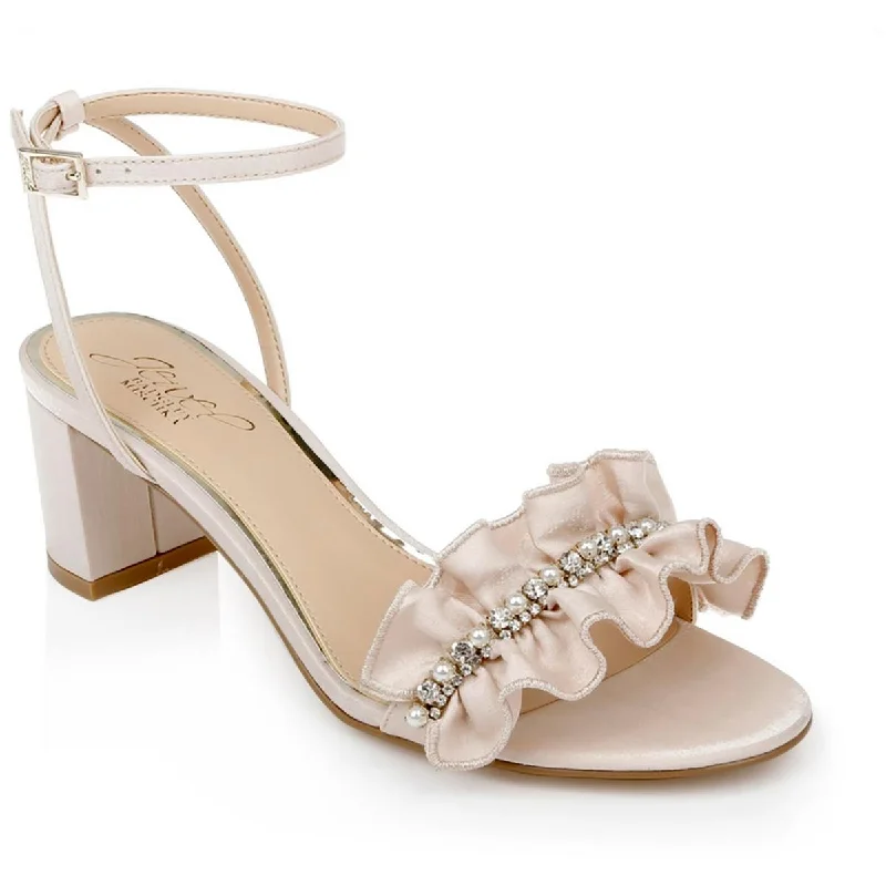 Relaxed Style Deals Jewel Badgley Mischka Womens Desirie Embellished Ankle Strap Block Heel