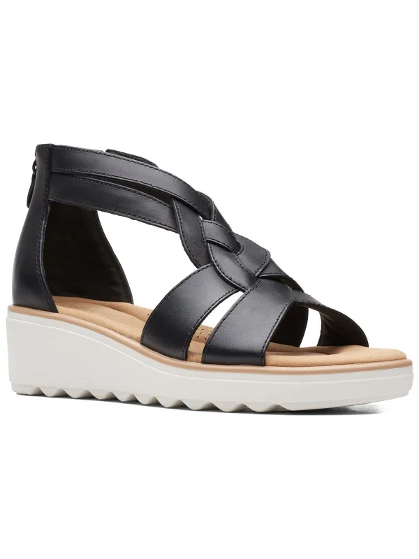 Early Bird Offer Jillian Bright Womens Leather Strappy Wedge Sandals