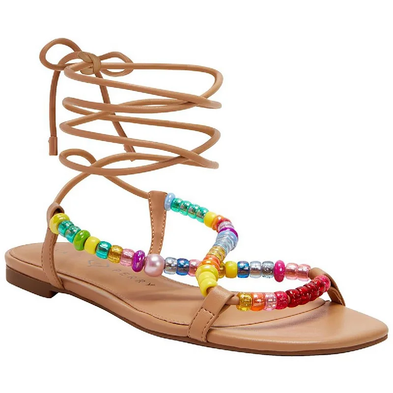 Hot Trends Katy Perry Womens The Halie Bead Beaded Ankle Tie Slide Sandals