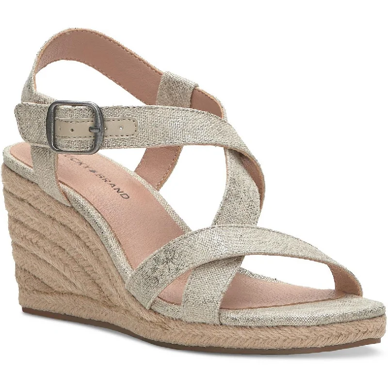 Pastel Styles Lucky Brand Womens Mytila Criss-Cross Open Toe Wedge Sandals