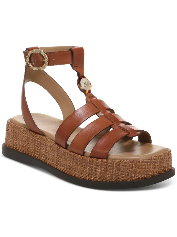 Chic Style Naima Womens Faux Leather Square Toe Platform Sandals