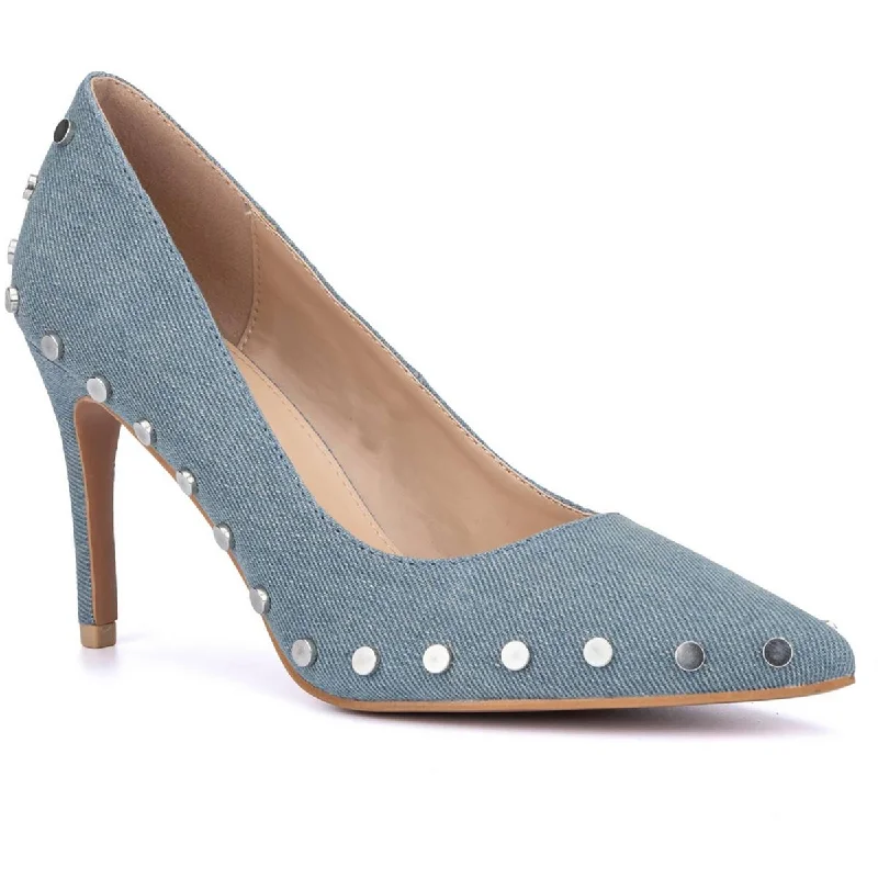 End Of Season Clearance New York & Company Womens Layne Denim Studded Pumps