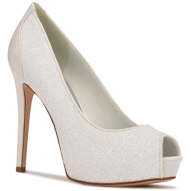 Fashionable Casual Footwear Offers Nine West Womens Hizzia Glitter Peep Toe Pumps