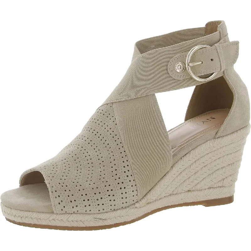 Luxury Shoes Clearance NYDJ Womens Charisma Suede Peep-Toe Wedge Sandals