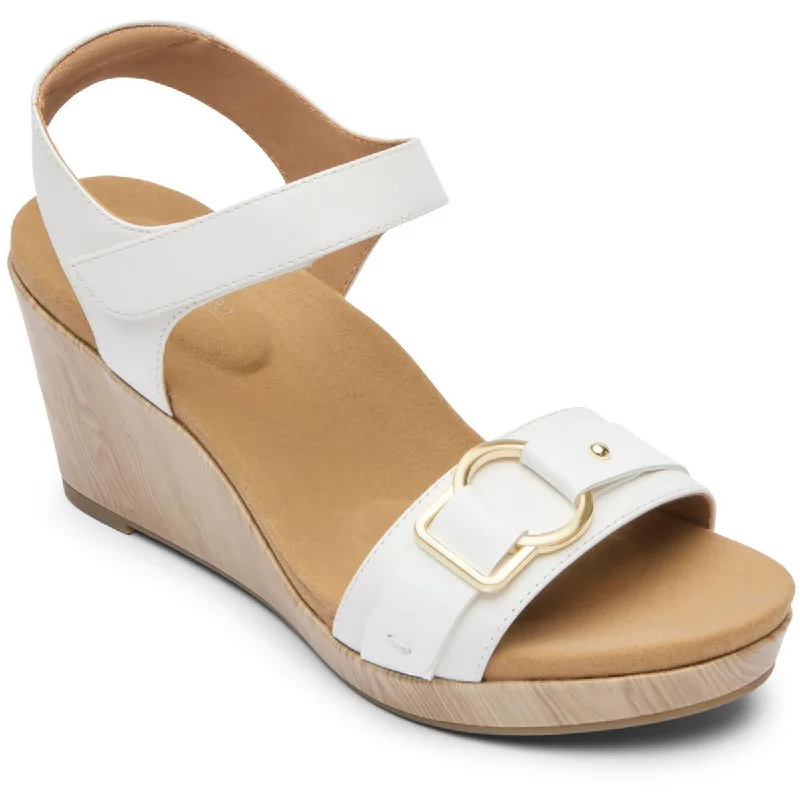 Holiday Glam Rockport Womens Briah II Leather Ankle Wedge Sandals