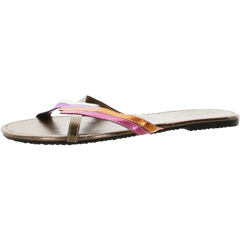 Discover Now Star Bay Womens Faux Leather Slip-on Slide Sandals