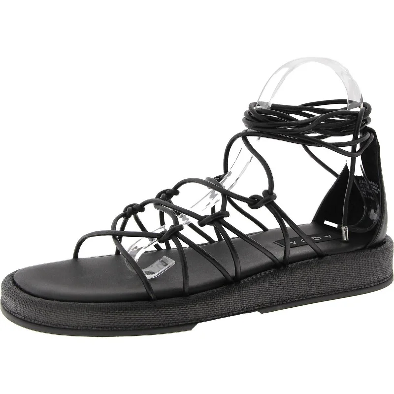 Urban Fashion Footwear Star Womens Leather Lace-Up Platform Sandals