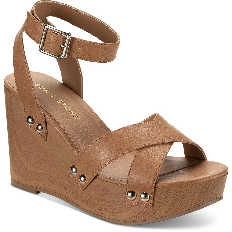 Hot Trends Sun + Stone Womens TIARAA Ankle Strap Platform Wedge Heels