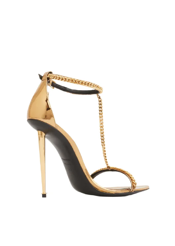 Flash Discount Tom Ford Womens Leather Heeled Sandals In Gold