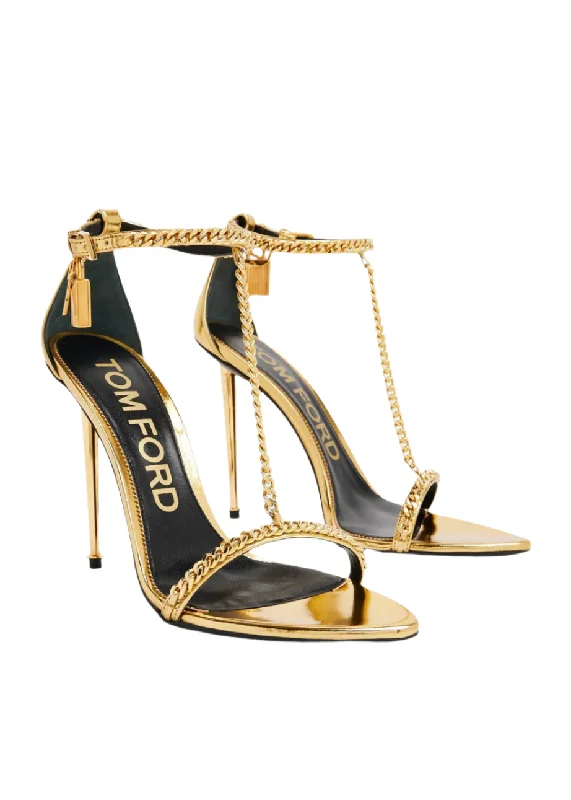 Limited-Time Shoe Deals Tom Ford Womens Padlock Chain Sandals In Gold