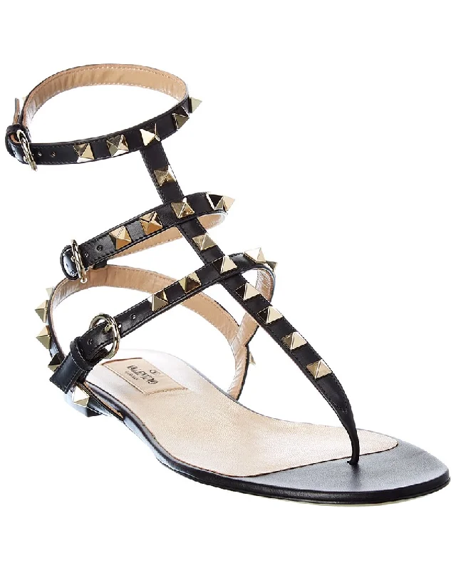 Fashion Sale Valentino Rockstud Caged Leather Ankle Strap Sandal