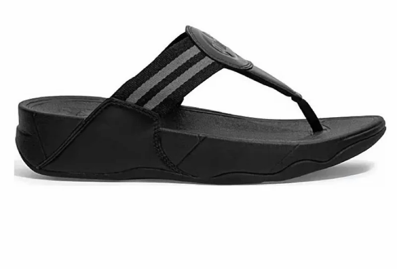 Unleash Your Trendy Side Walk Star -Webbing Toe-Post Sandals In Black