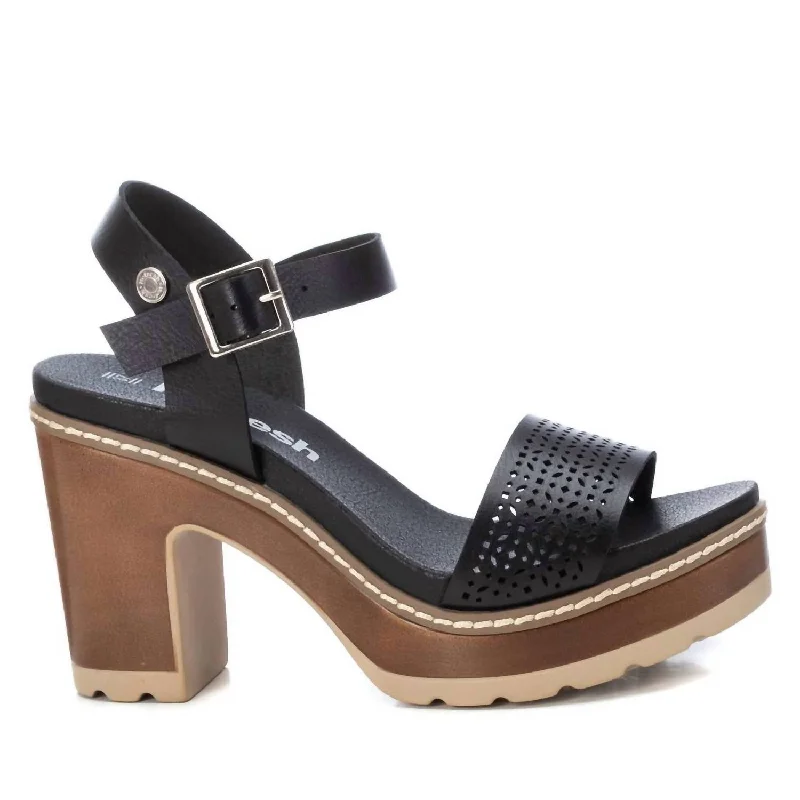 Non-Slip Shoes Sale Women's Casual Heeled Platform Sandals In Black