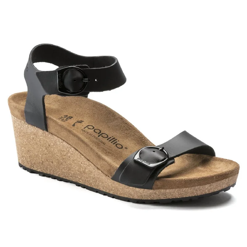 The Latest Fashion Trends Women's Soley Nubuck Leather Sandal In Metallic Black