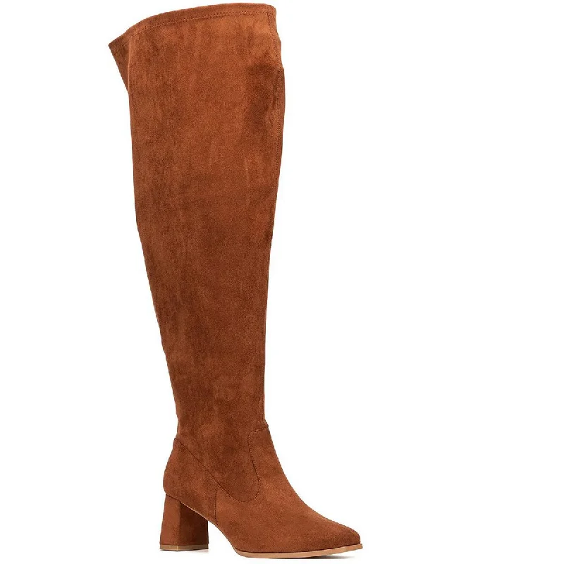 Seasonal Clearance Fashion to Figure Womens Faux Suede Square Toe Over-The-Knee Boots