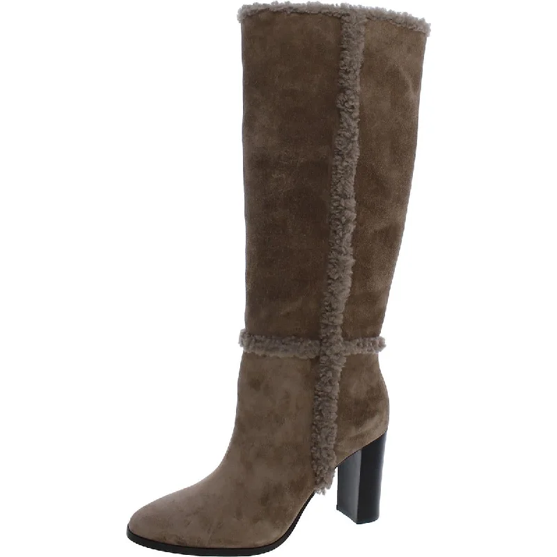 Slip-On Shoes Promotion Lauren Ralph Lauren Womens Aubri Suede Shearling Trim Knee-High Boots