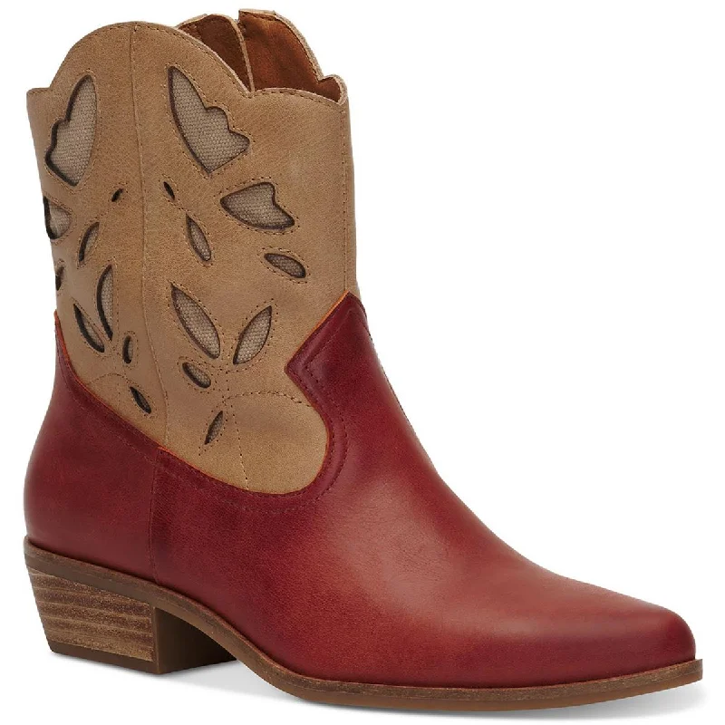 Trendy Women's Wear Collection Lucky Brand Womens Herzie Leather Cutout Cowboy, Western Boots