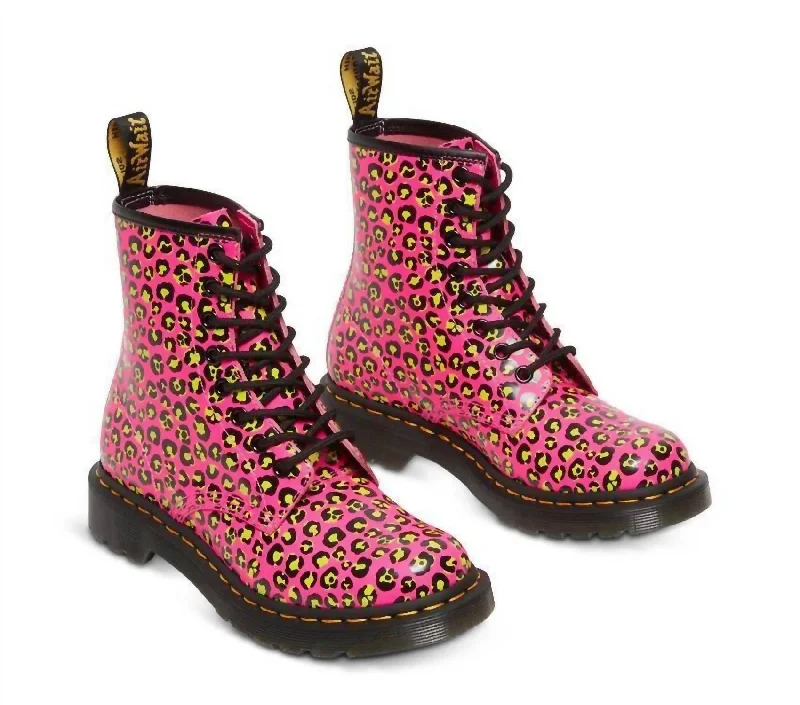 Slip-Resistant Shoes Discount 1460 Clash Pink Loud Leopard Smooth