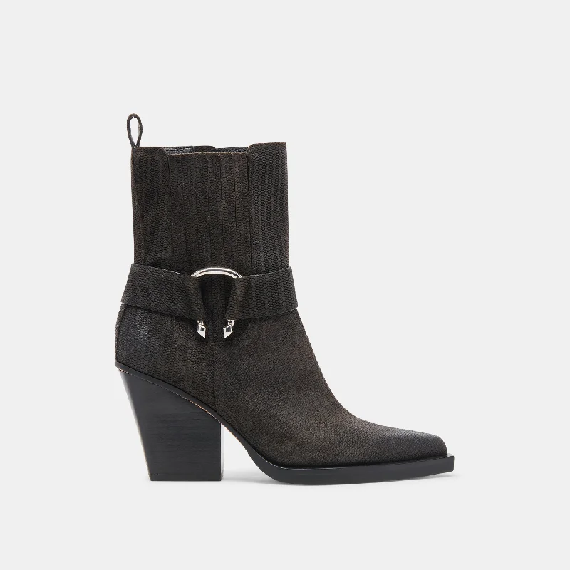 Fashion Frontiers BOUNTY BOOTS ONYX EMBOSSED SUEDE