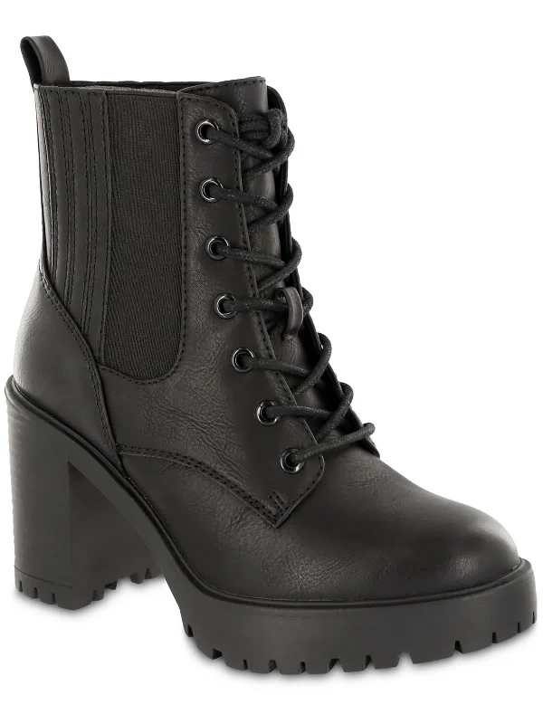 Casual Women's Flats Daryl Womens Faux Leather Lug Sole Combat & Lace-Up Boots