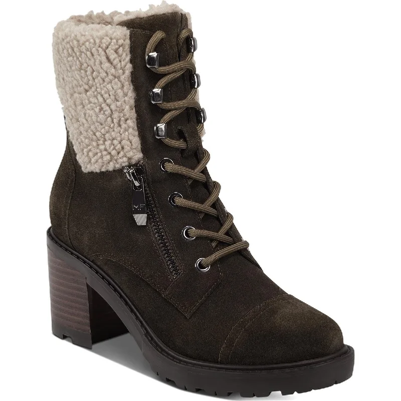 Water-Resistant Shoes Sale Lansly Womens Faux Fur Lug Sole Lace-Up Boot