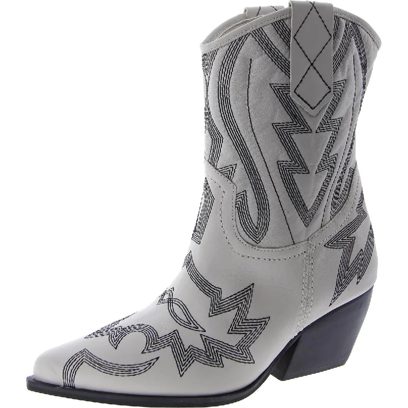 Pastel Styles Leo Womens Leather Mid-Calf Cowboy, Western Boots