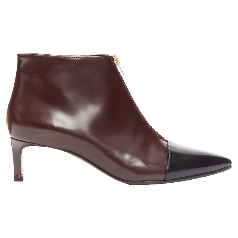 Vibrant Style Promotions Marni toe cap kitten heel zip bootie