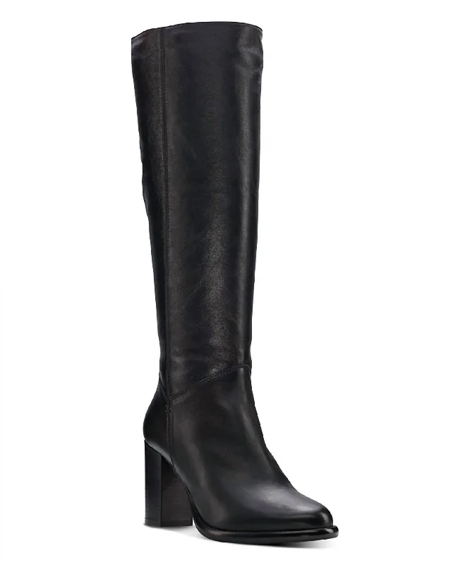 Flash Sales Michela Weatherproof Leather Tall Boot In Black Metallic