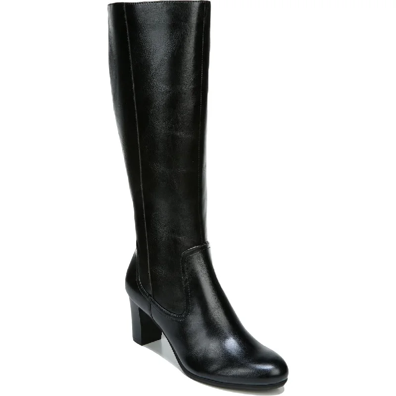 Must-Have Shoe Styles MIssy Womens Faux Leather Medium Heel Knee-High Boots