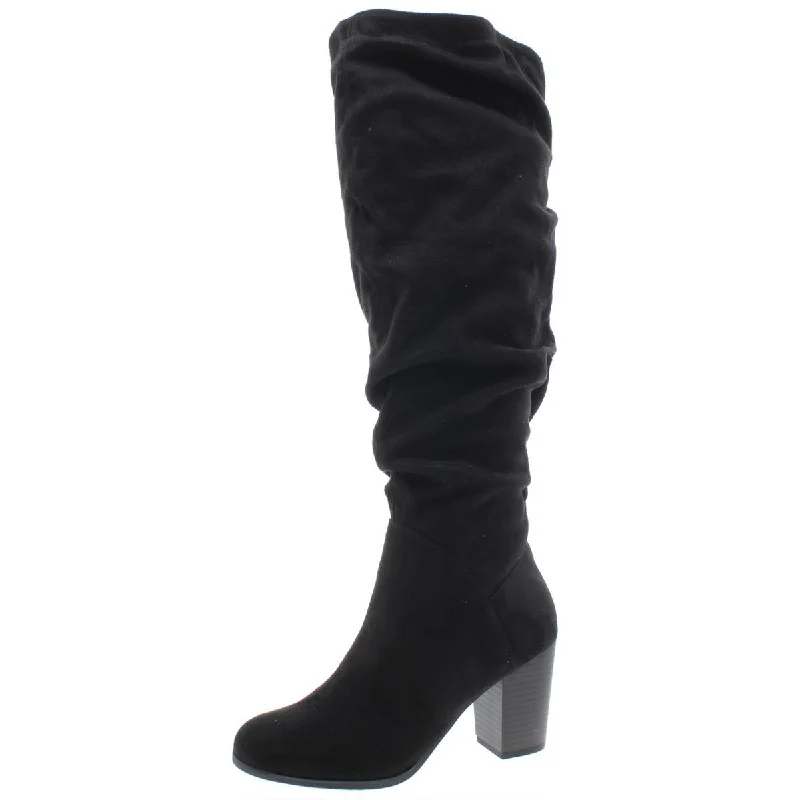 Edgy Fashion Deals Myah Womens Faux Suede Tall Dress Boots