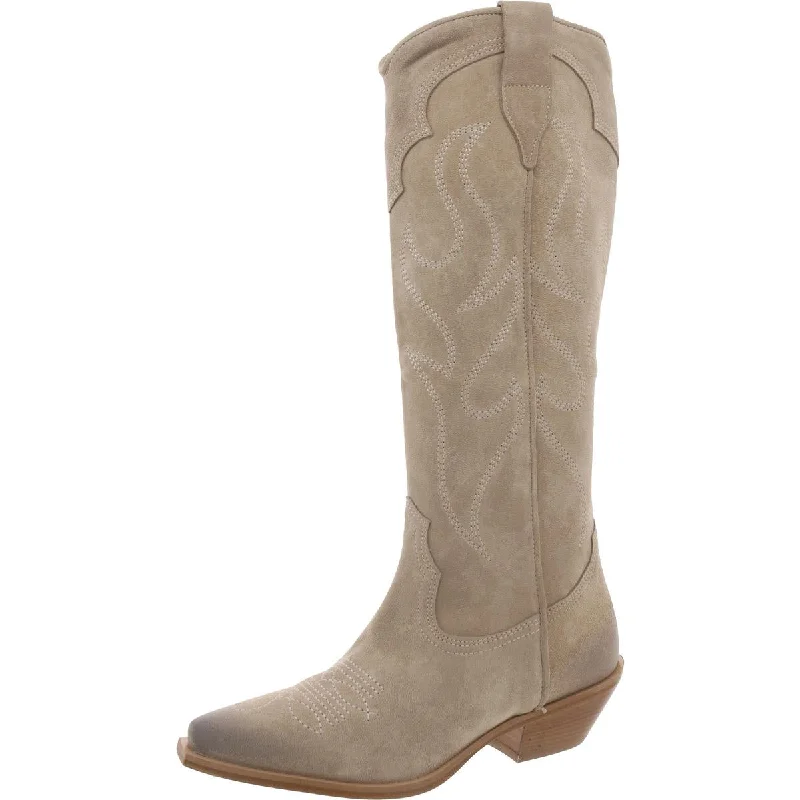 Ride The Style Wave Ranch Womens Suede Pull On Mid-Calf Boots