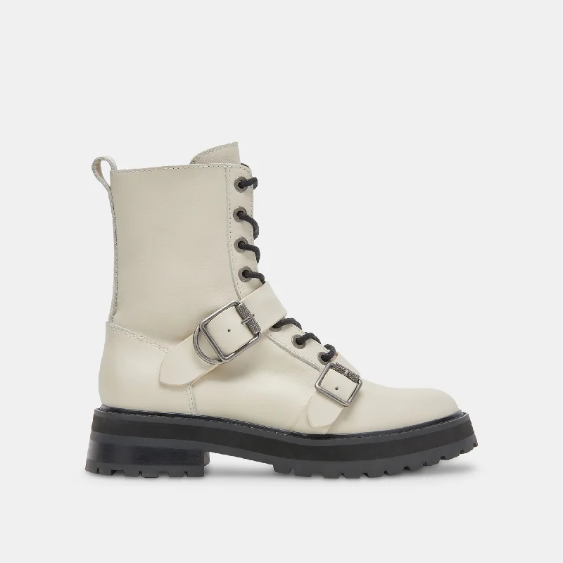 Limited Styles RONSON BOOTS OFF WHITE LEATHER