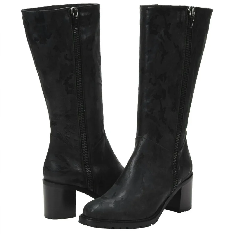 Find Your Unique Flair Rosina Heeled Boots In Black Camo