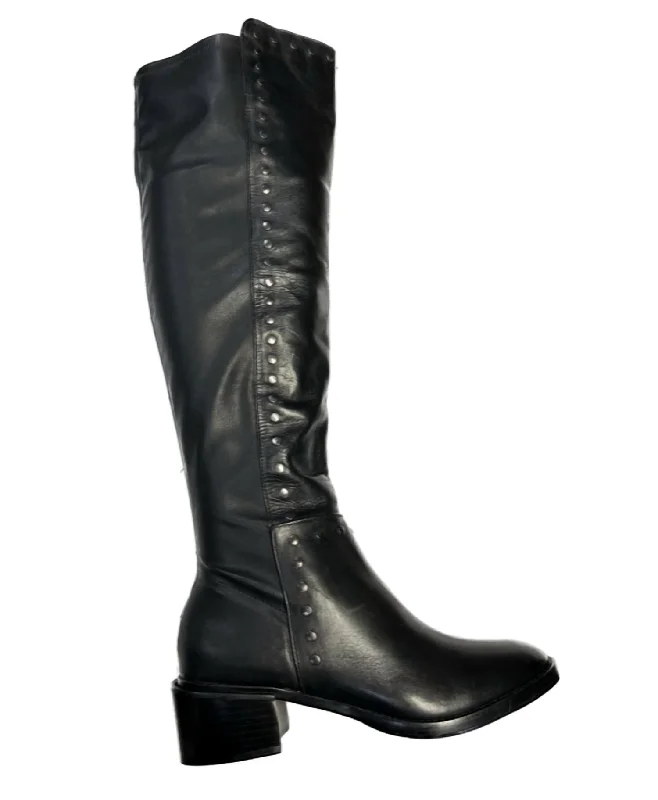 Ultra-Light Footwear Sale Sleek Over-The-Knee Boot In Noir Vintage Calf