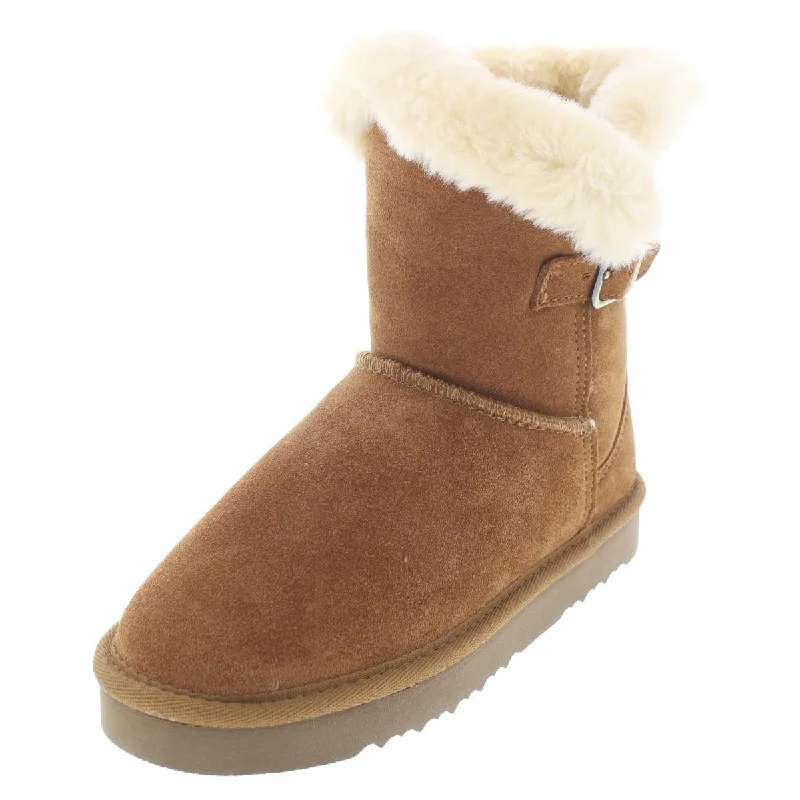 Non-Slip Shoes Offers Tiny 2 Womens Suede Faux Fur Lined Winter Boots