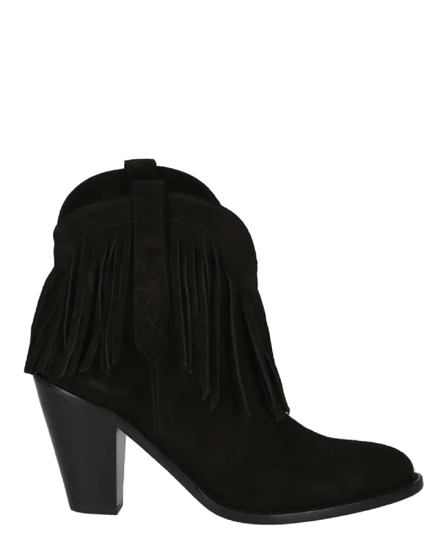 Modern Urban Slip-Ons Western Fringed Ankle Boots